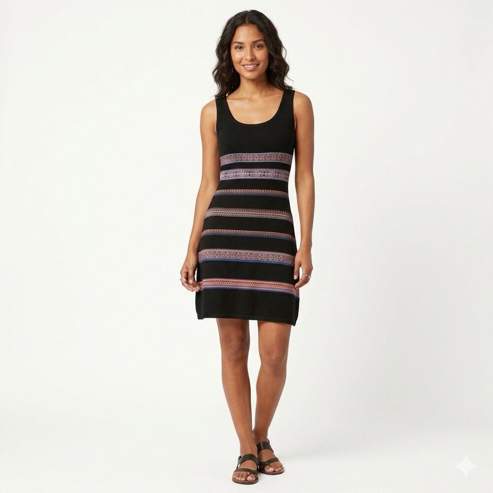 Peruvian Connection Sullana Black Patterned Sleeveless Sweater Dress Size Medium